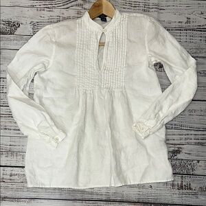 Chaps Sandy Lane White Linen Blouse Sz. S‎